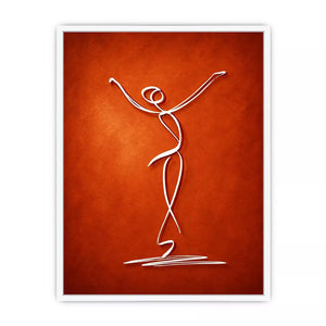 minimalist dancing figure art, abstract line art canvas, modern red wall art, expressive figure drawing decor