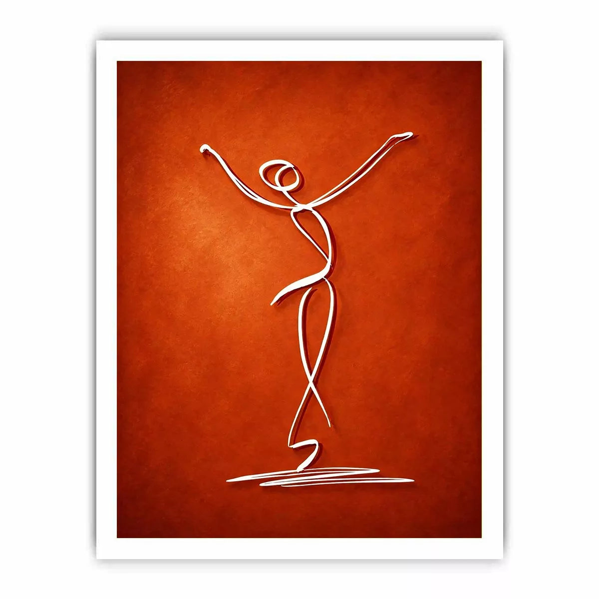 minimalist dancing figure art, abstract line art canvas, modern red wall art, expressive figure drawing decor