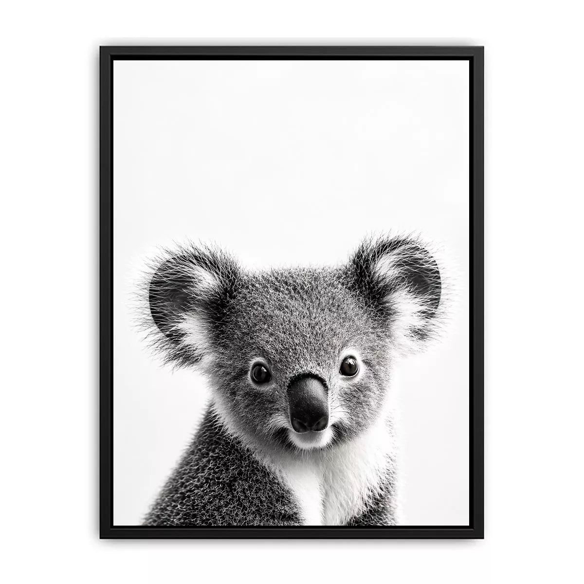 koala black white wall art, minimalist animal portrait canvas, cute koala photography print, modern wildlife decor
