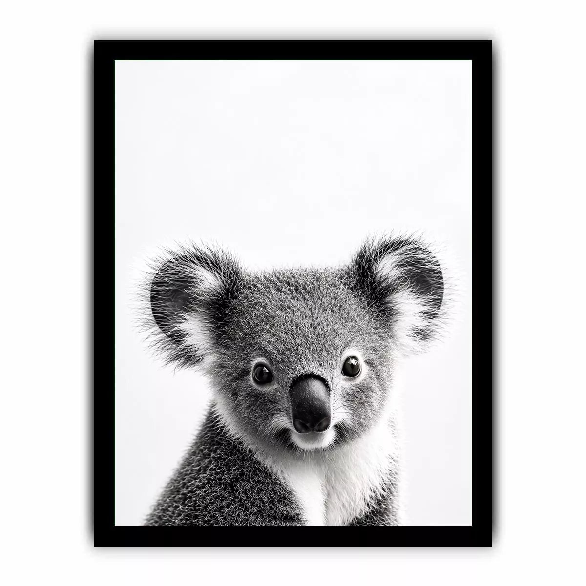 koala black white wall art, minimalist animal portrait canvas, cute koala photography print, modern wildlife decor
