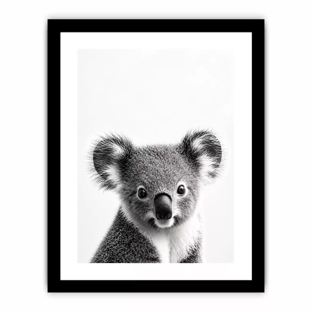 koala black white wall art, minimalist animal portrait canvas, cute koala photography print, modern wildlife decor