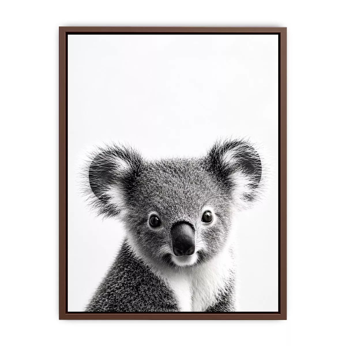 koala black white wall art, minimalist animal portrait canvas, cute koala photography print, modern wildlife decor
