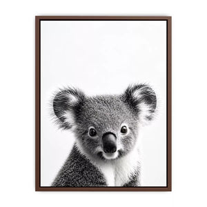 koala black white wall art, minimalist animal portrait canvas, cute koala photography print, modern wildlife decor