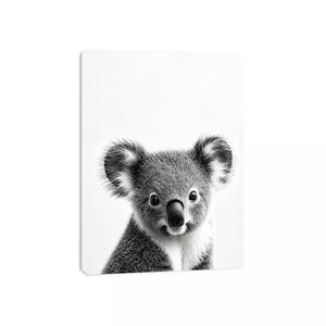 koala black white wall art, minimalist animal portrait canvas, cute koala photography print, modern wildlife decor
