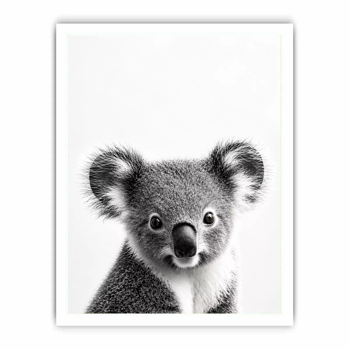 koala black white wall art, minimalist animal portrait canvas, cute koala photography print, modern wildlife decor
