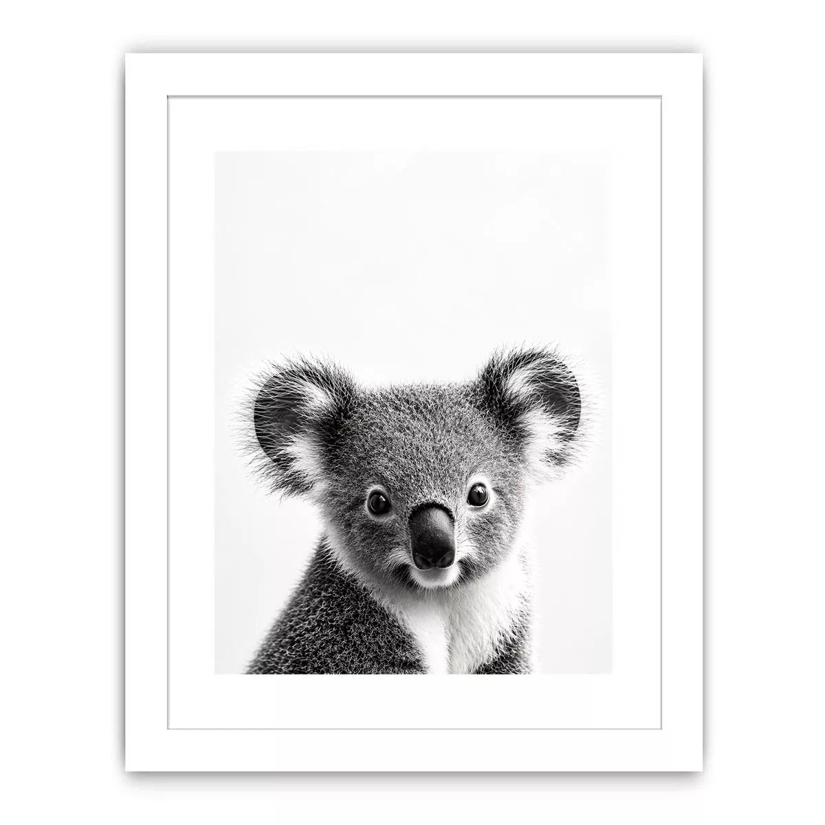 koala black white wall art, minimalist animal portrait canvas, cute koala photography print, modern wildlife decor