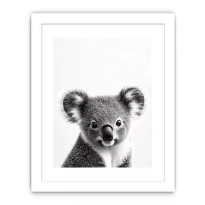 koala black white wall art, minimalist animal portrait canvas, cute koala photography print, modern wildlife decor