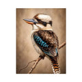 realistic kookaburra bird portrait perched on branch wall art canvas