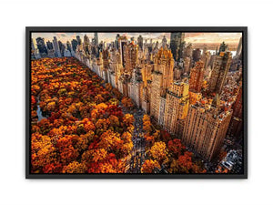 new york city skyline with central park autumn colors aerial view wall art