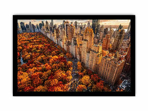 new york city skyline with central park autumn colors aerial view wall art