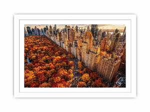 new york city skyline with central park autumn colors aerial view wall art