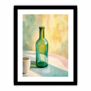 minimal pastel still life bottle painting wall art canvas with soft light