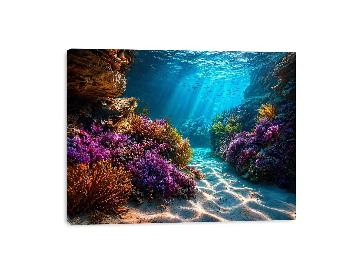 underwater coral reef ocean wall art canvas serene coastal marine landscape