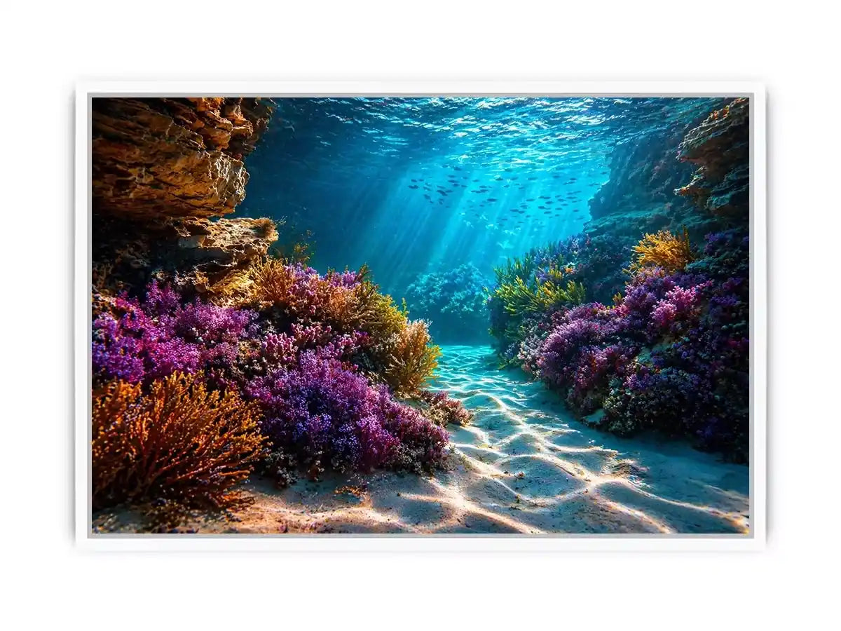 underwater coral reef ocean wall art canvas serene coastal marine landscape