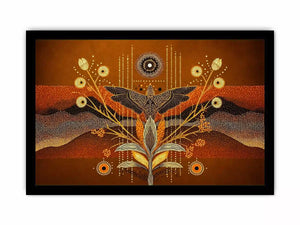 gold abstract bird wall art canvas boho modern earthy geometric design