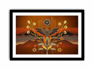gold abstract bird wall art canvas boho modern earthy geometric design
