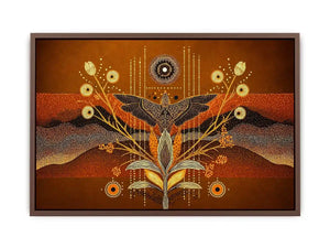 gold abstract bird wall art canvas boho modern earthy geometric design