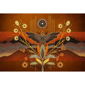 gold abstract bird wall art canvas boho modern earthy geometric design