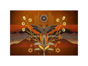 gold abstract bird wall art canvas boho modern earthy geometric design