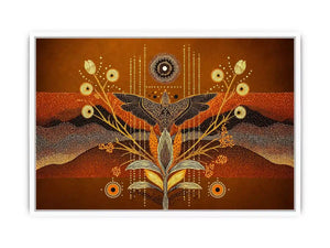 gold abstract bird wall art canvas boho modern earthy geometric design