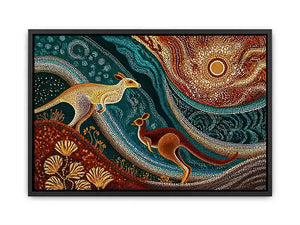 aboriginal kangaroo dot painting wall art canvas earthy tribal australian design