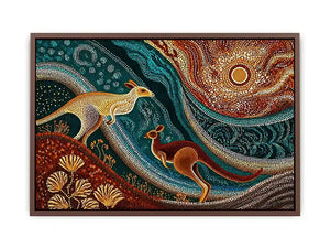aboriginal kangaroo dot painting wall art canvas earthy tribal australian design