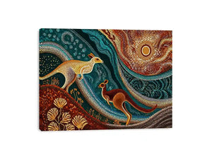 aboriginal kangaroo dot painting wall art canvas earthy tribal australian design