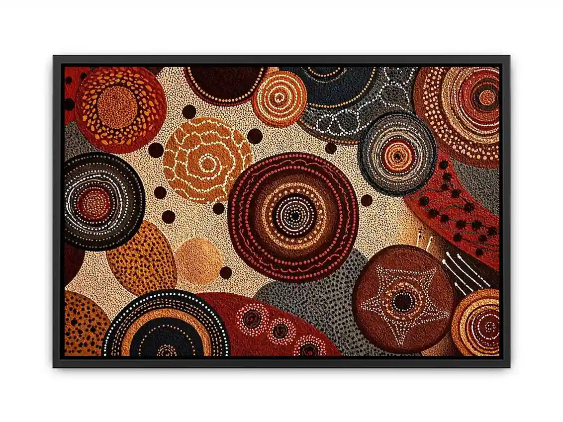 abstract earthy dot painting wall art canvas boho geometric pattern design