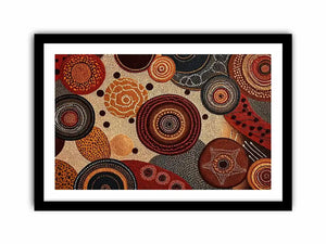 abstract earthy dot painting wall art canvas boho geometric pattern design