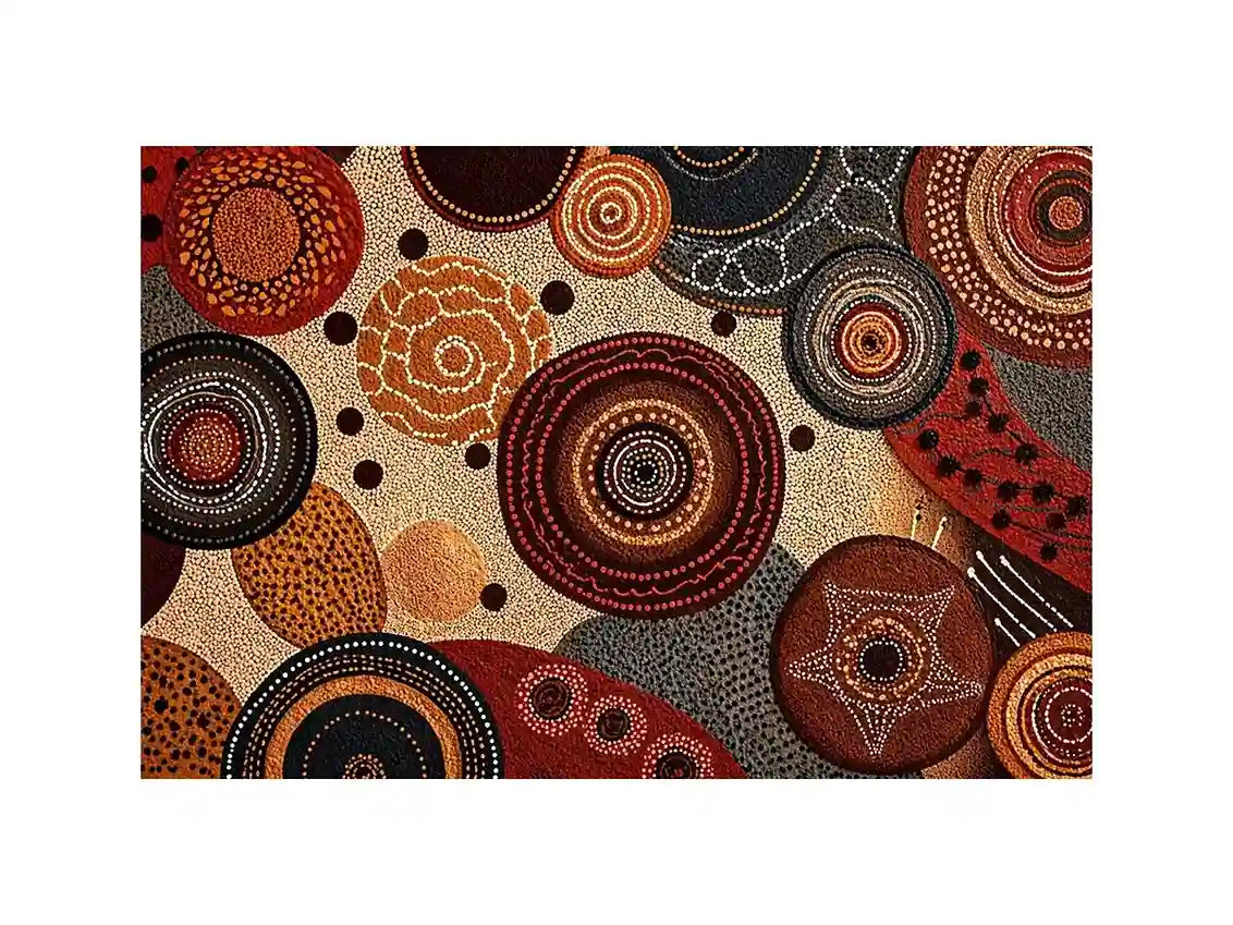 abstract earthy dot painting wall art canvas boho geometric pattern design