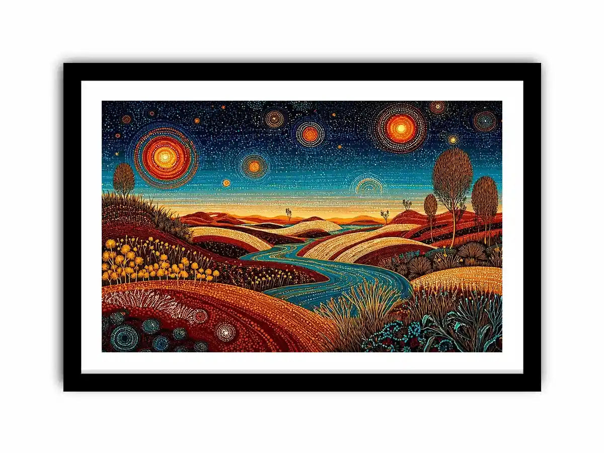 abstract desert landscape wall art canvas surreal sky river modern boho design