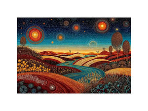 abstract desert landscape wall art canvas surreal sky river modern boho design