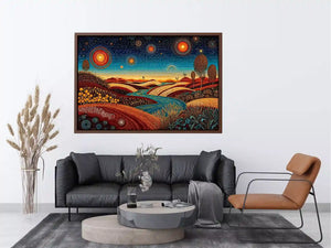 abstract desert landscape wall art canvas surreal sky river modern boho design