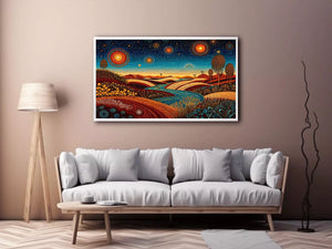 abstract desert landscape wall art canvas surreal sky river modern boho design