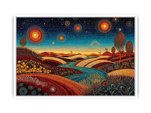 abstract desert landscape wall art canvas surreal sky river modern boho design