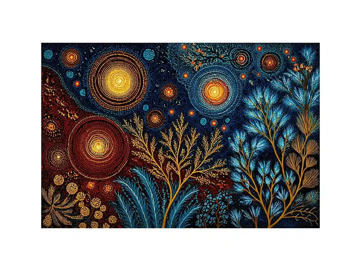 abstract cosmic botanical wall art canvas celestial sky plants modern boho design