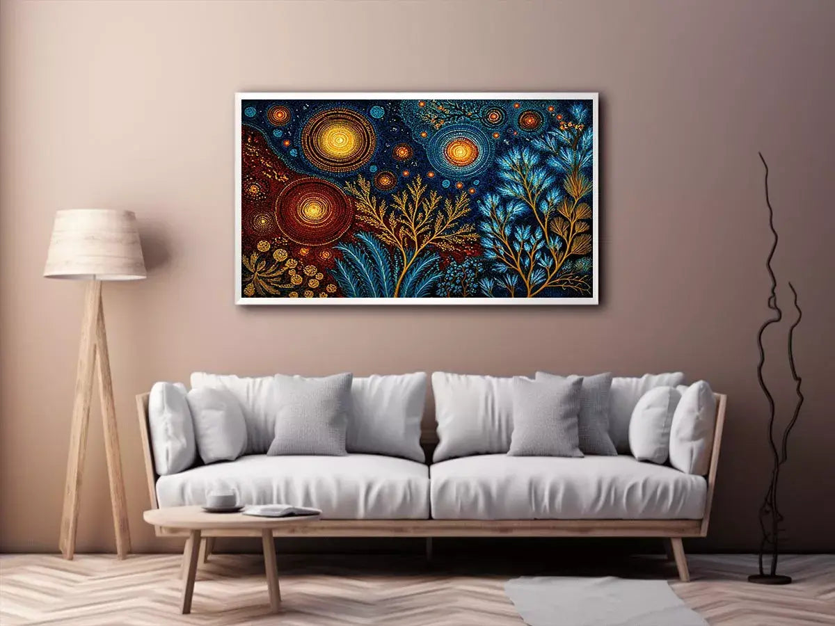 abstract cosmic botanical wall art canvas celestial sky plants modern boho design
