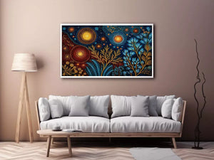 abstract cosmic botanical wall art canvas celestial sky plants modern boho design