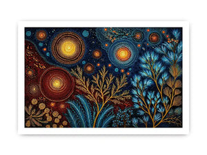 abstract cosmic botanical wall art canvas celestial sky plants modern boho design