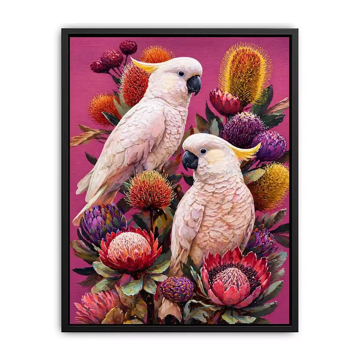 tropical cockatoo floral wall art canvas colorful bird painting modern boho decor
