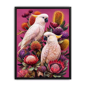 tropical cockatoo floral wall art canvas colorful bird painting modern boho decor