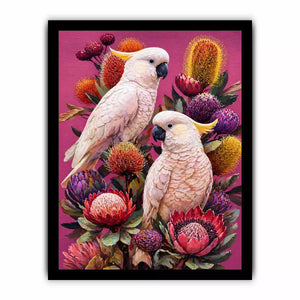 tropical cockatoo floral wall art canvas colorful bird painting modern boho decor