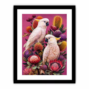 tropical cockatoo floral wall art canvas colorful bird painting modern boho decor