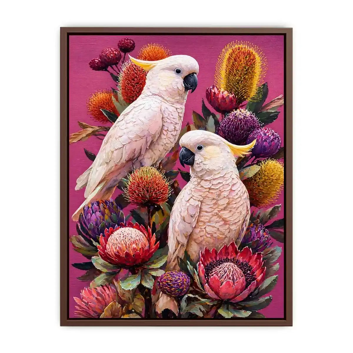tropical cockatoo floral wall art canvas colorful bird painting modern boho decor