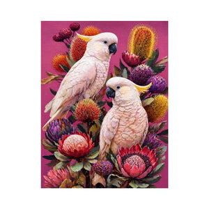 tropical cockatoo floral wall art canvas colorful bird painting modern boho decor