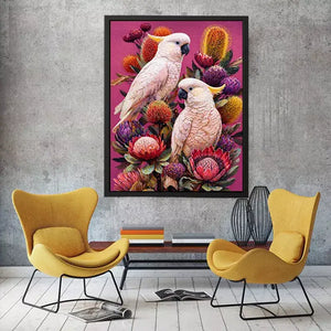 tropical cockatoo floral wall art canvas colorful bird painting modern boho decor