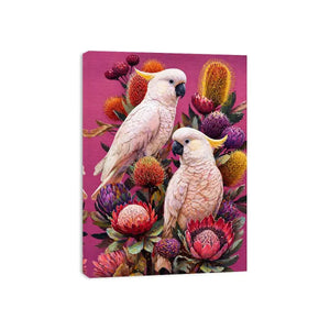 tropical cockatoo floral wall art canvas colorful bird painting modern boho decor