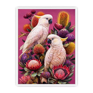 tropical cockatoo floral wall art canvas colorful bird painting modern boho decor