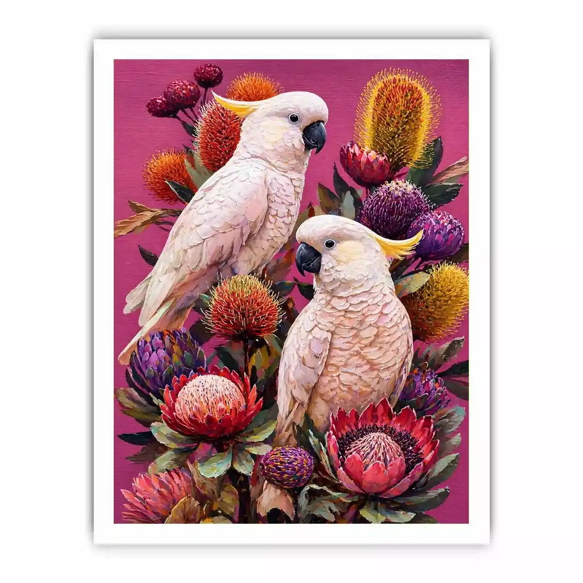 tropical cockatoo floral wall art canvas colorful bird painting modern boho decor