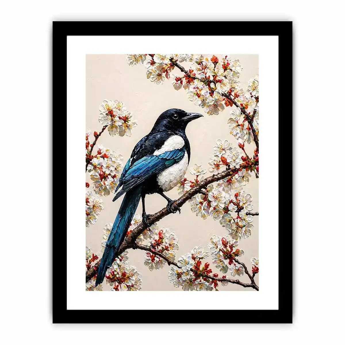 minimal bird blossom wall art canvas elegant floral branch painting neutral decor